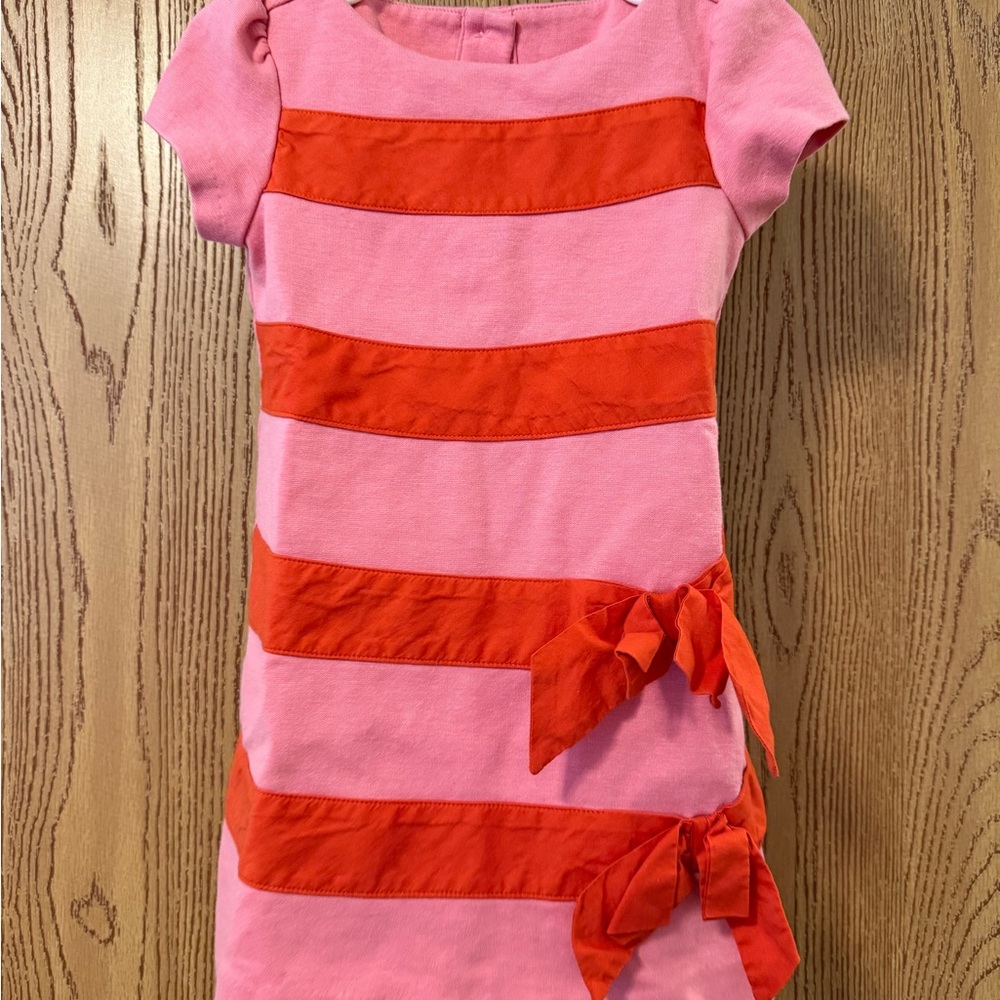 Pink and Orange Striped Kids Dress